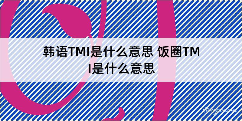 韩语TMI是什么意思 饭圈TMI是什么意思